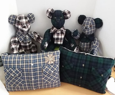 teddies made out of loved ones clothes